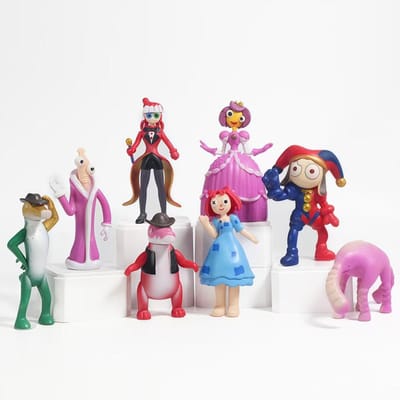 8 stuks The Amazing Digital Circus Figuur Pomni en Jax Pluche Pop Speelgoed Schattig Amazing Digital Circus Figuur Kinderen Kinderen Kerst pink