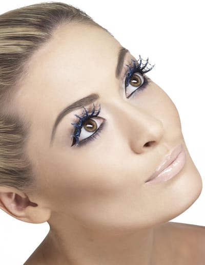 Spinnenweb nepwimpers - Blauwe glitter