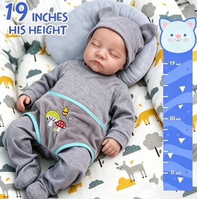 ECTEATOY Levensechte Reborn Baby Pop Jongen - Slapende Realistische Babypop - 48 cm Wasbaar Vinyl Speelgoed met Accessoires - Cadeau voor Kinderen - Vanaf 3 Jaar