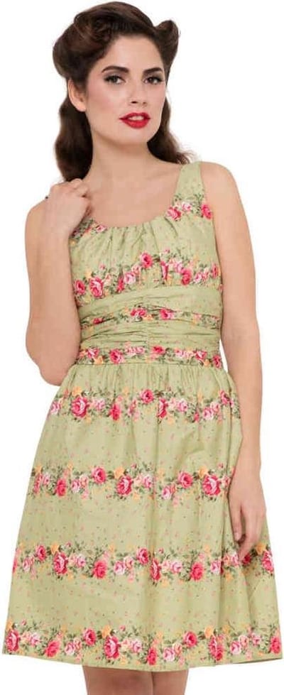 Voodoo Vixen - Angie Floral Korte jurk - XS - Groen