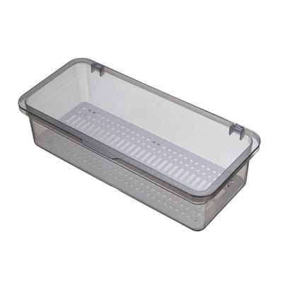 Dailygoods- Bestekbak Sneldrogend - Opbergdoos met Deksel - Kunststof - 25x10x7 cm - Stofdicht - Tevredenheidsgarantie