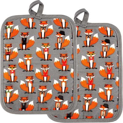 Pannenlappen Set - Ovenwanten Keuken - Koken en Bakken - Antislip Siliconen - 22.9 x 17.8 cm - Vos Grijs