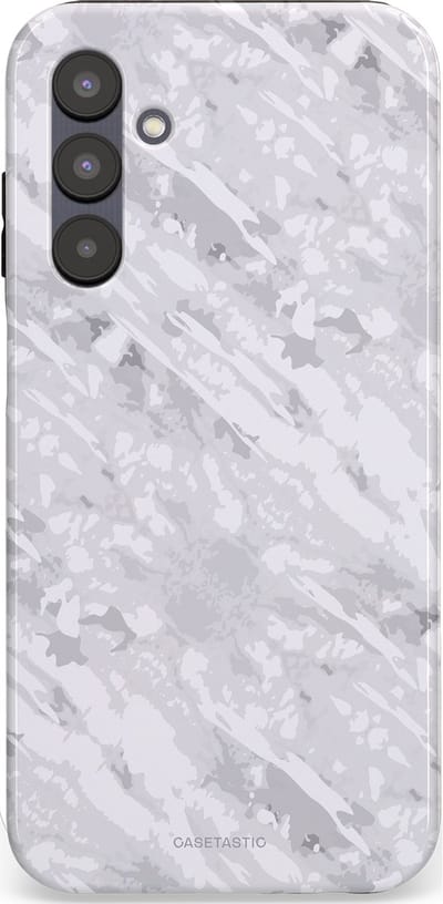 Casetastic hoesje geschikt voor Samsung Galaxy A25 - Dubbellaagse bescherming - Winterse Camouflage - Fashion Case - Lichtgrijs Wit