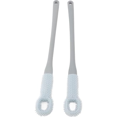 2 Stuks Teenreinigingsborstel Set Lange Handgreep Siliconen voor Douche Spleet Exfoliërend voor Senioren Oudere Mannen Vrouwen gray