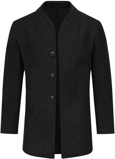 ALLTHEMEN Heren Winterjas Slim Fit Business Coat - Lang Wollen Jas - XS