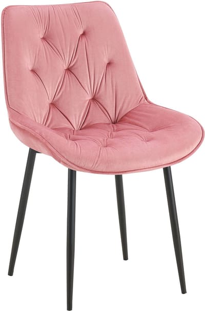 CLP Wallace Eetkamerstoel - Zonder armleuning - Metalen frame - Vloerbeschermers - Velvet - Fluweel - roze
