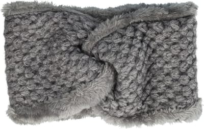 Haarsoires Haarband Twist 12cm – Teddy 10% Wol – Gebreide Stof – Grijs - Zachte Knoop Hoofdband - Haaraccessoire voor Dames & Meisjes