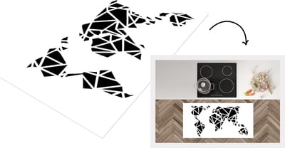 Keukenloper - Loper keuken - Wereldkaart - Artistiek - Zwart - Wit - 120x60 cm - Keukenloper vinyl