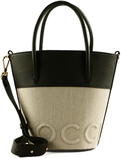 COCCINELLE Handtas Schoudertas Myrtha Canvas Handbag Natural / Noir Beige
