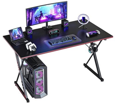 Gamingbureau 100 x 50 cm - Ergonomische PC-tafel met Hoofdtelefoonhaak en Koolstofvezelcoating