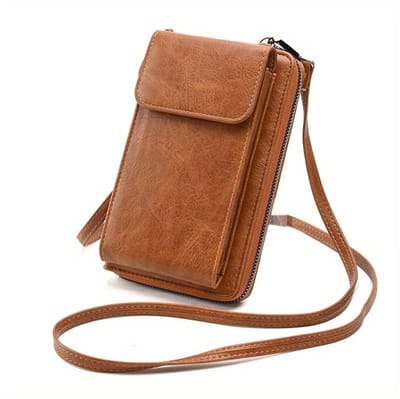 Portemonnee / Telefoontas - Bruin | Kunstleer | 18 x 11 x 4 cm | Crossbody Schoudertas | Fashion Favorite