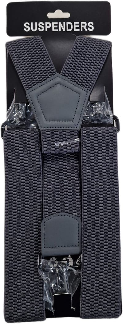 Bretels | Kleur: Grijs | Bretels Heren Volwassenen | Stevige Musketon Haak | 3 Sterke Haken | One Size Fits All