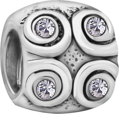 925 - Zilveren - Bedels -Sterling zilver - Beads - Spiraal Patroon met Zirkonia Kraal Charm - Geschikt – voor - alle bekende merken - Armband Z501