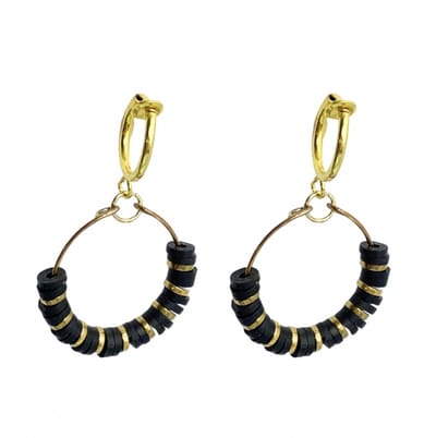 klem oorring - goudkleurig - zwart- geen gaatje- Charme Bijoux