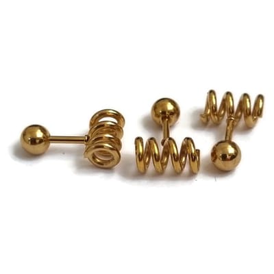 Aramat Jewels | Piercings | Goudkleurige Stalen Spiraal Helixpiercing | | | |6mm | Staal | Volwassenen | Verkleurd niet