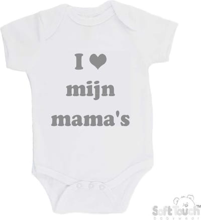 100@ katoenen Romper "I mijn mama's" Unisex Katoen Wit/grijs Maat 62/68