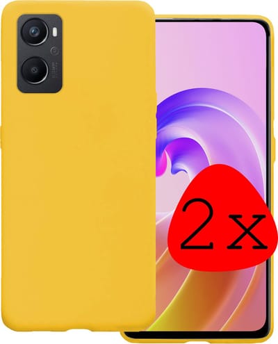 Hoesje 2 Stuks - Geschikt voor OPPO A76 - Sterk & Shockproof - Case Siliconen - Back Cover - Telefoon Hoes - Geel