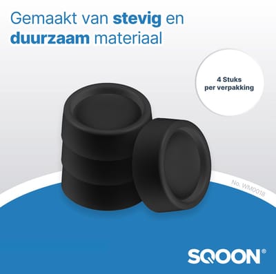 SQOON® Trillingsdempers – 4 stuks - Geschikt voor onder je wasmachine of droger - Zwart