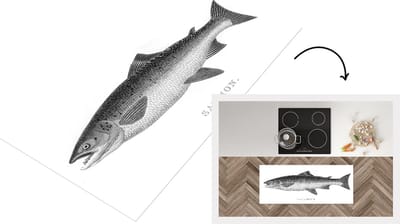 Keukenloper - Loper keuken - Een getekende illustratie van een vis - 120x50 cm - Keukenloper vinyl