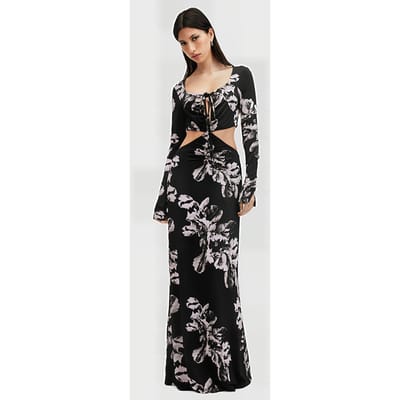 AllSaints Cynthia Dress Monica Black Maat: 10 | Maxi Jurken Outlet | Dames | Zwart