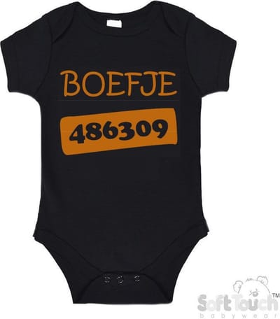 100% Katoenen Romper "Boefje 486309" Unisex Katoen Zwart/tan Maat 62/68
