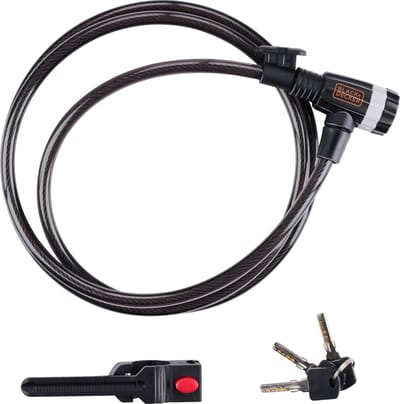 BLACK+DECKER Kabelslot BXCHBL7002 - Fietsslot - Geschikt voor Fiets, Motor en Scooter - Lengte 180CM - Temperaturen tot -20ºC - Zwart