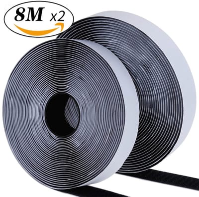 Klittenband Zelfklevend Extra Sterk-Nylon Plakband - Zelfklevende Plakband-Dubbelzijdig Klittenband Hook and Loop Tape - 20mm x 8 m-Zwart