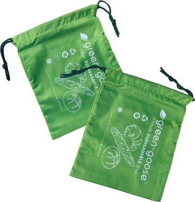 green-goose® Herbruikbare Broodjeszak S (25x20cm) - 2 Stuks - Gemaakt van 100% Gerecyclde PET Flessen - Lunchzakje, Broodzakje - Diepvriesbestendig - Wasmachine Wasbaar