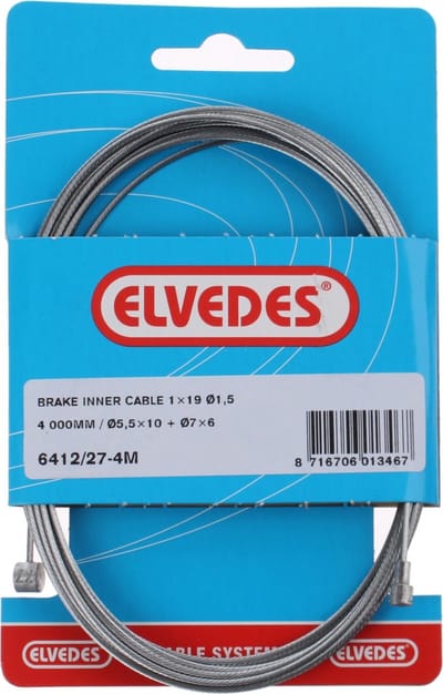 Remkabel 1x19 draad verzinkt ø1,5mm v-kop ø5,5x10 en t-nip Elvedes