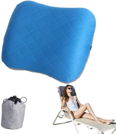 Opblaasbaar kampeer-/reiskussen – Met afneembare hoes – Ergonomisch ontwerp – Comfortabel nekkussen – Geschikt voor reizen en buitenactiviteiten – Opblaasbaar reiskussen – Kampeerkussen – 46 x 32 x 12 cm