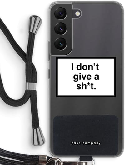 Case Company® - Hoesje met koord geschikt voor Samsung Galaxy S22 hoesje met Koord - Don't give a shit - Telefoonhoesje met Zwart Koord - Bescherming aan alle Kanten en Over de Schermrand