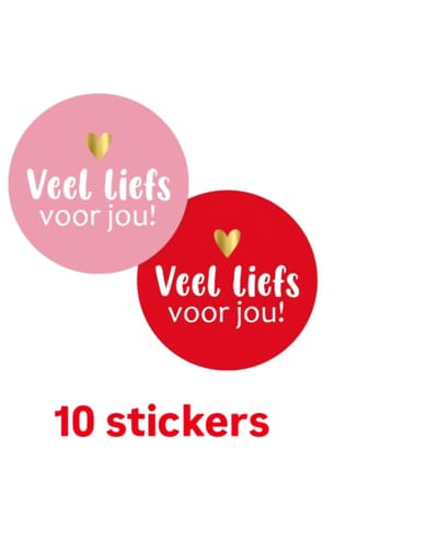 10 sticker veel liefs voor jou ! - roze - rood - Liefde - valentijn