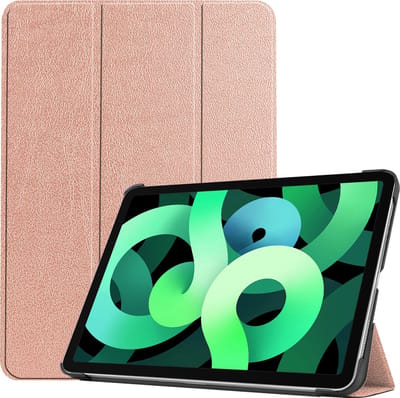 Hoes - Geschikt voor Apple iPad Air 5 (2022) - 10.9 inch - 5e Generatie - M1 - Dun & Stevig - Trifold Bookcase - Hard Cover - Hardcover Book Case - Tablet Hoesje - Rosé goud