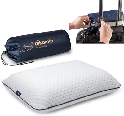 Thijox - Witte Reis Kussen 40x25x10 cm - Visco-Elastisch Comfort Kussen voor Auto, Vliegtuig en Trein - Ideaal voor Ontspannen Reizen