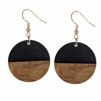 Oorbellen-Manon-Hout-Zilver-Bruin-Zwart-Goudkleurig -Charme Bijoux