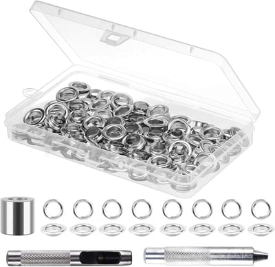 Set van 100 metalen ogen en sluitingen voor waterdichte dekzeilen, gordijnen en tassen, 6 mm ogen voor diverse toepassingen