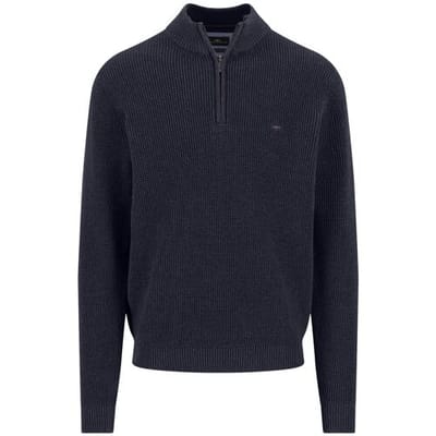 Fynch-Hatton Trui Uni Color Structure Troyer Zip Navy / male