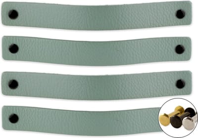 Leren handgrepen - Vaalgroen - 4 stuks - 20,0 x 2,5 cm - incl. 3 kleuren schroeven - Handgrepen leer - Leren meubelgreep - Leren handvaten kast - Leren lus - Handgreep kast leer - Leren greepjes - Handvat leer - Leren deurgreep - Leren handgreep