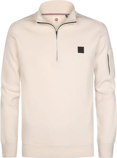 Petrol Industries - Heren Gebreide half-zip sweater stonefield - Wit - Maat XXXL