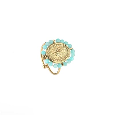 Jomide Ring Morning Star Gold Mint - Verstelbaar