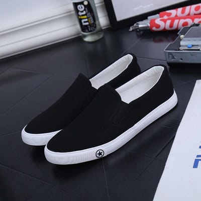 Klassieke instappers Heren Casual Schoenen Heren Canvas Schoenen Lichtgewicht Waterdicht Heren Platte Casual Sneakers Heren Gevulkaniseerde Schoenen 44 black