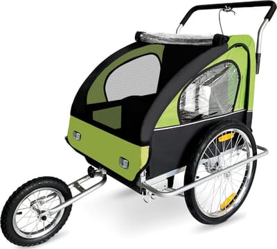 VELTRR® Fietskar Voor Kinderen - Kinderfietskar - Kinderbuggy - Zwart met Lichtgroen