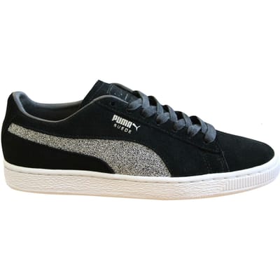 Puma Classic x Swarovski Zwart Zilver Leren Lace Up Herentrainers 366324 01