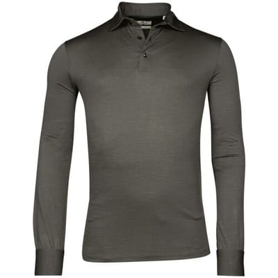 Thomas Maine Polo Uni Color Longsleeve Merino Grijs / male