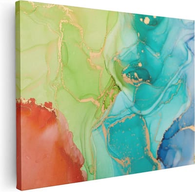 Artaza Canvas Schilderij Marmer Abstract - 40x30 cm - Klein - Wanddecoratie Groen - Muurdecoratie Blauw - Kamer Accessoires
