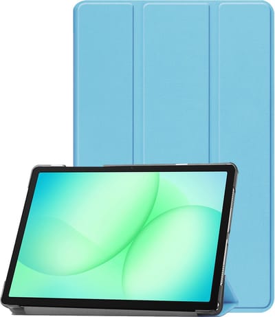 Hoesje Geschikt voor Samsung Galaxy Tab A11 Plus / A9 Plus - Dun & Stevig - Trifold Bookcase - Hard Cover - Hardcover Book Case - Tablet Hoes - Lichtblauw