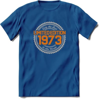 1973 Limited Edition Ring T-Shirt | Zilver - Goud | Grappig Verjaardag en Feest Cadeau Shirt | Dames - Heren - Unisex | Tshirt Kleding Kado | - Royal Blue - XL
