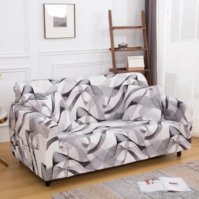 LANMOLIFE Bedrukte Elastische Bankhoes Vuilafstotende Spandex Bankhoes Meubelbeschermer voor Slaapkamer Kantoor Woonkamer Huisdecoratie 1 Seater 90-140cm gray