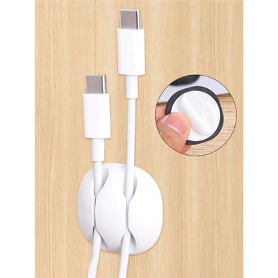1 Pièce Clips de Câble en Silicone Multi-Usage Organisateur de Câble de Données Cordon de Charge Pince Voiture Maison Bureau Bureau Auto-Adhésif Supports de Câble blanc