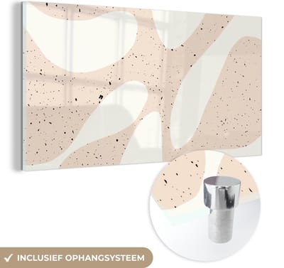 MuchoWow® Glasschilderij 40x20 cm - Schilderij acrylglas - Planten - Abstract - Roze - Pastel - Foto op glas - Schilderijen